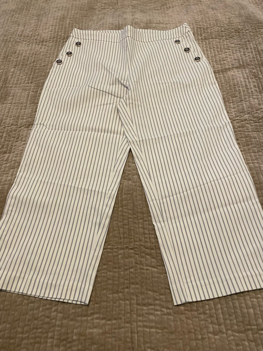 Jules & Leopold White Pants with Navy Pinstripes